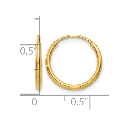 14K Gelbgold 1.00mm Endlos Creole Ohrring