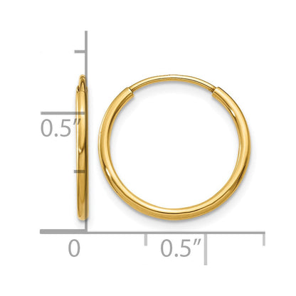 14K Gelbgold 1.00mm Endlos Creole Ohrring