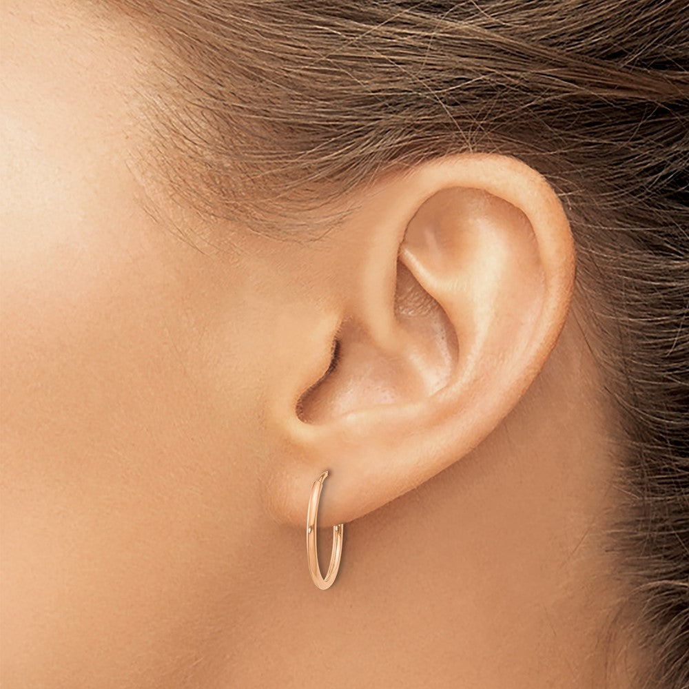 14K Roségold 1.00mm Poliert Endlos Creolen