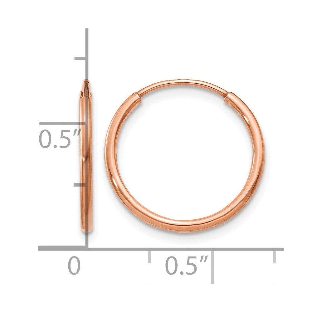 14K Roségold 1.00mm Poliert Endlos Creolen