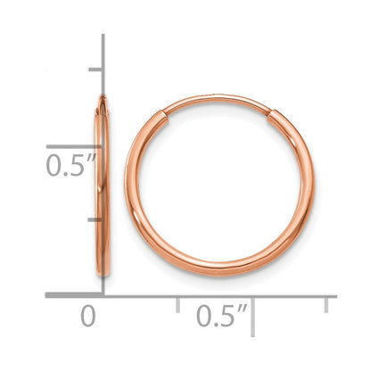 14K Roségold 1.00mm Poliert Endlos Creolen