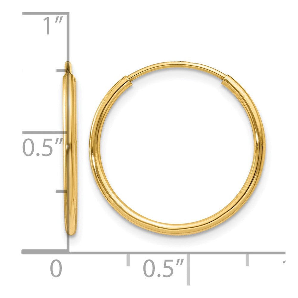 14K Gelbgold 1.00mm Endlos Creole Ohrring
