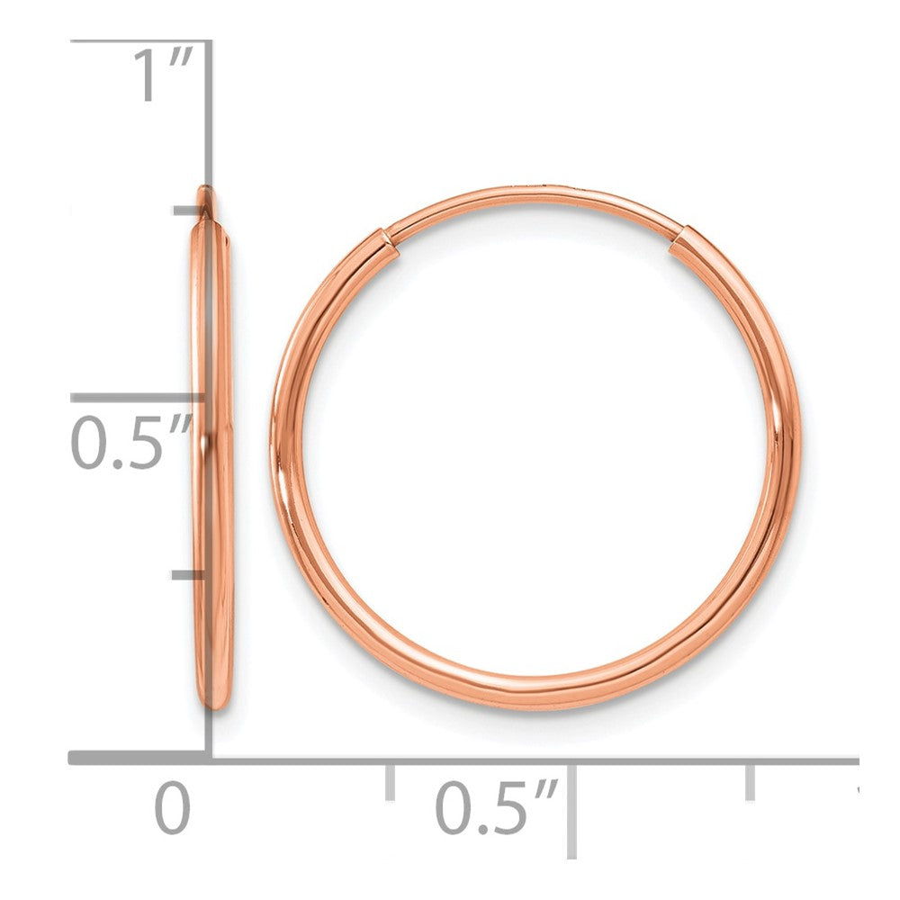 14K Roségold 1.00mm Poliert Endlos Creolen