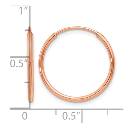 14K Roségold 1.00mm Poliert Endlos Creolen