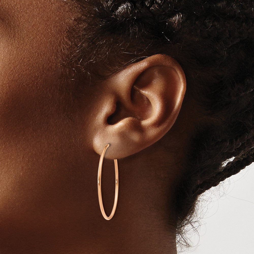 14K Roségold 1.0mm Poliert Endlos Creolen