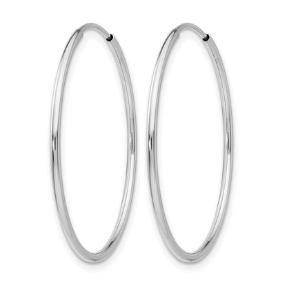 14K Weißgold 1.00mm Poliert Endlos Röhre Creolen