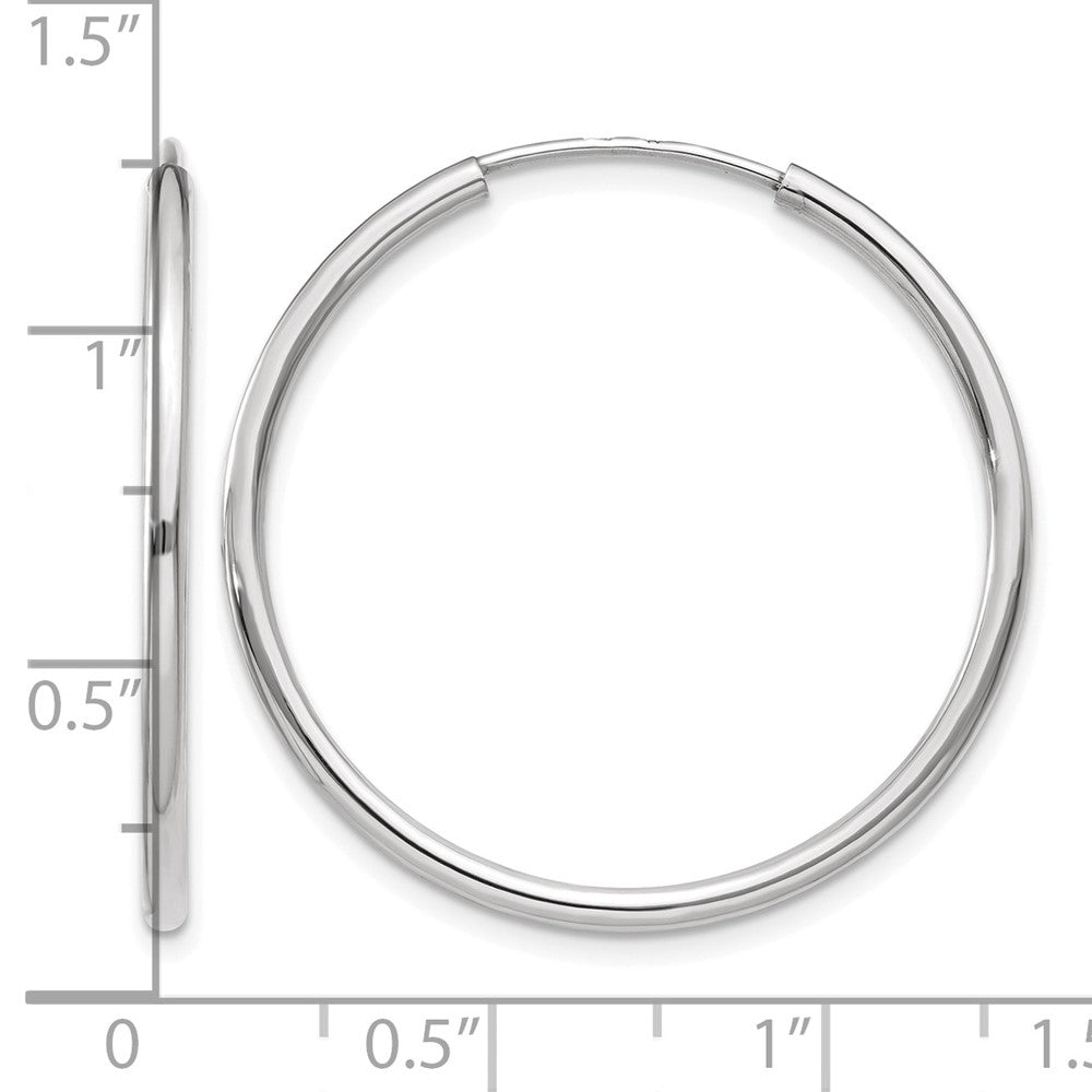 14K Weißgold 1.00mm Poliert Endlos Röhre Creolen