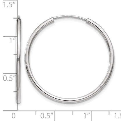 14K Weißgold 1.00mm Poliert Endlos Röhre Creolen