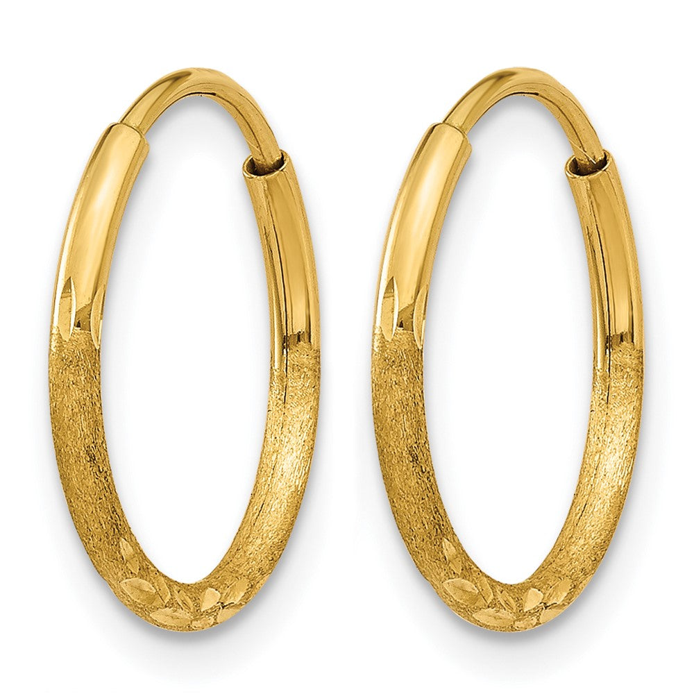14K Gelbgold 1.0mm Diamantiert Endlos Creole Ohrring
