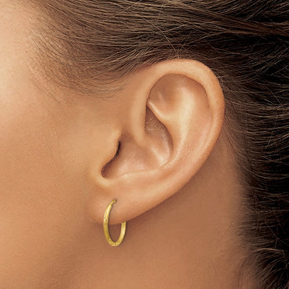 14K Gelbgold 1.0mm Diamantiert Endlos Creole Ohrring