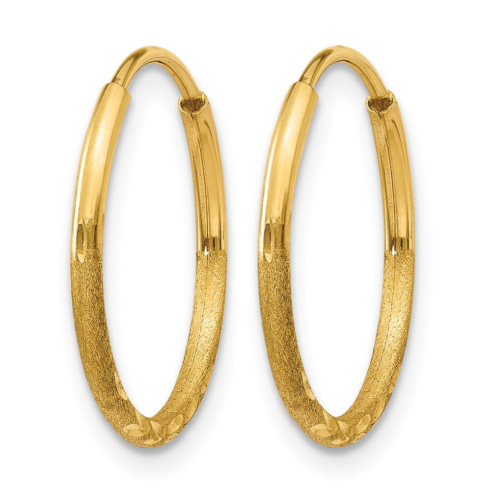 14K Gelbgold 1.0mm Diamantiert Endlos Creole Ohrring