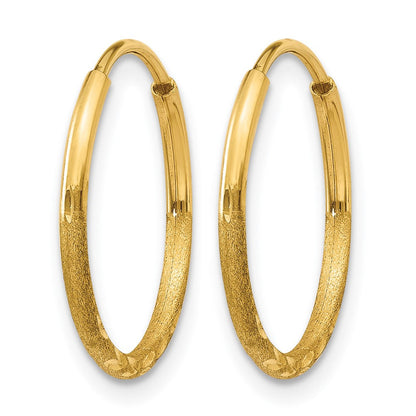 14K Gelbgold 1.0mm Diamantiert Endlos Creole Ohrring