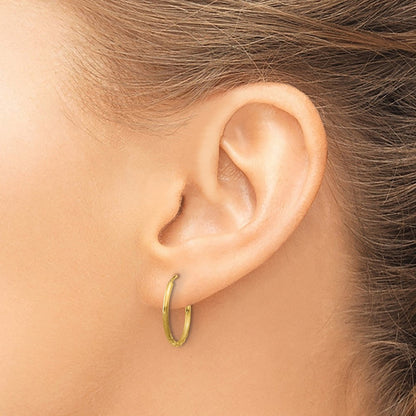 14K Gelbgold 1.0mm Diamantiert Endlos Creole Ohrring