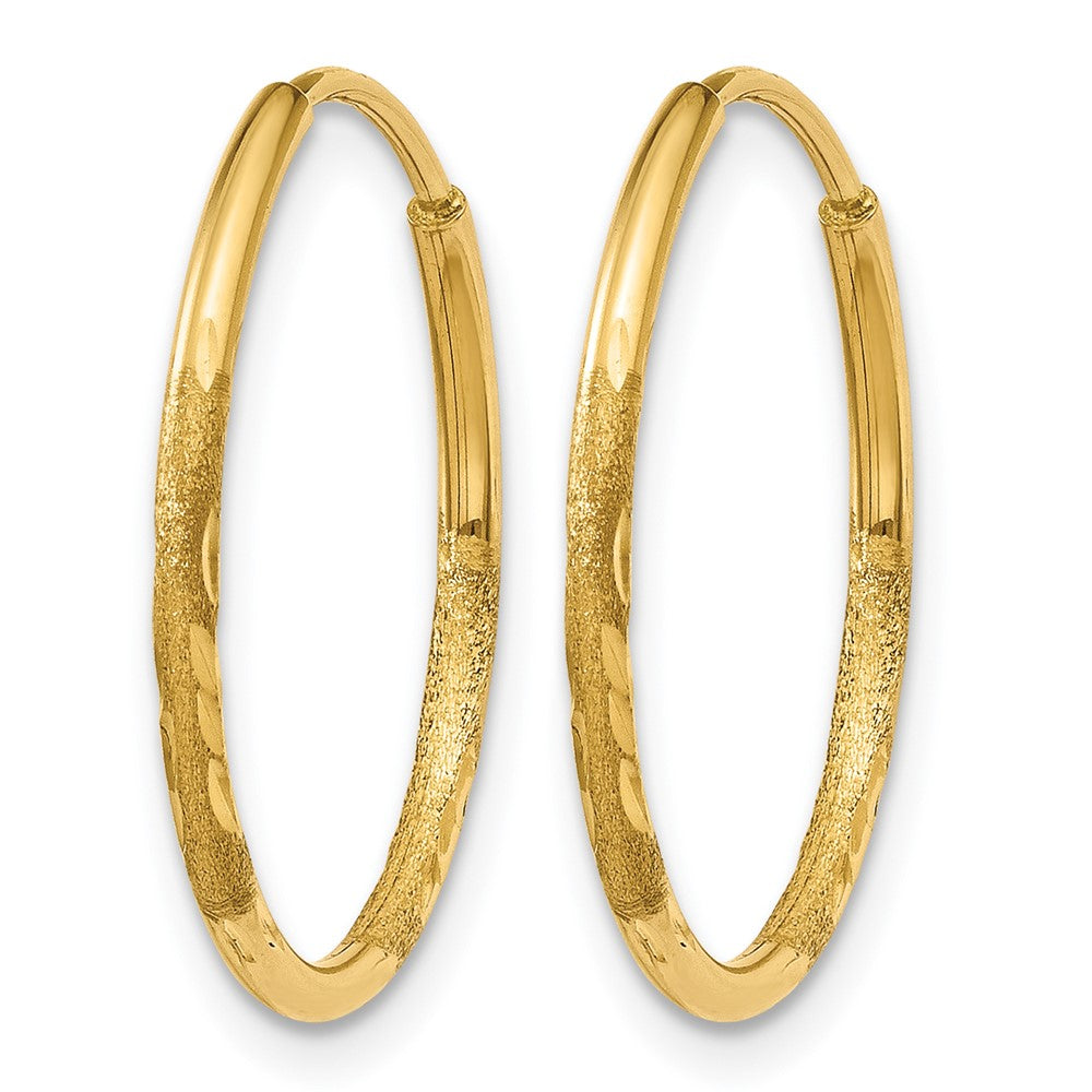 14K Gelbgold 1.0mm Diamantiert Endlos Creole Ohrring
