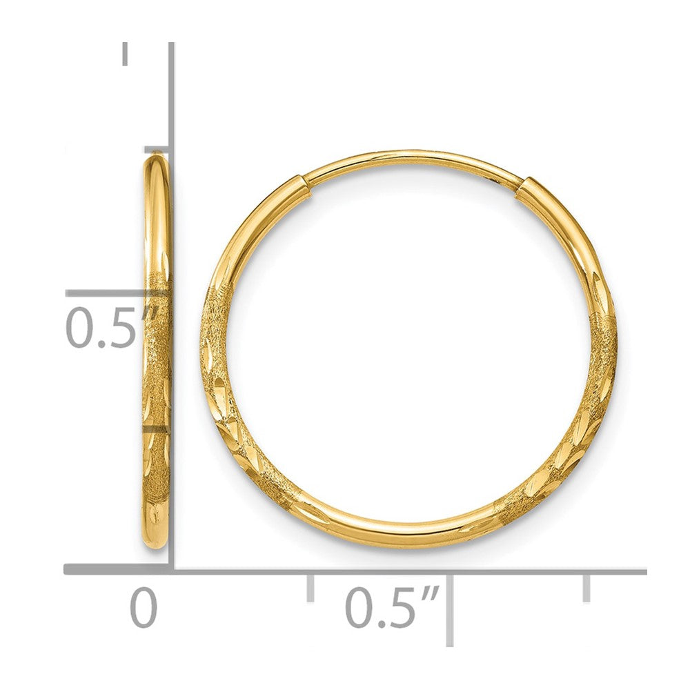 14K Gelbgold 1.0mm Diamantiert Endlos Creole Ohrring