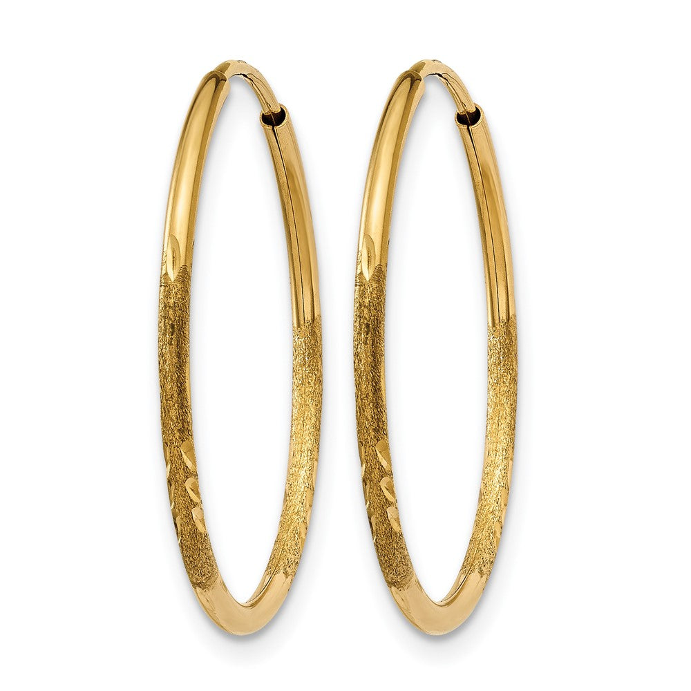 14K Gelbgold 1.0mm Diamantiert Endlos Creole Ohrring