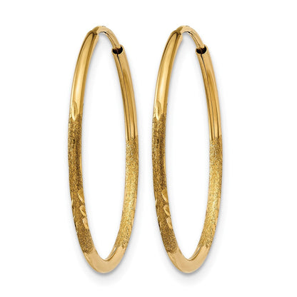 14K Gelbgold 1.0mm Diamantiert Endlos Creole Ohrring