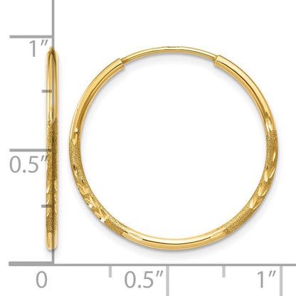 14K Gelbgold 1.0mm Diamantiert Endlos Creole Ohrring