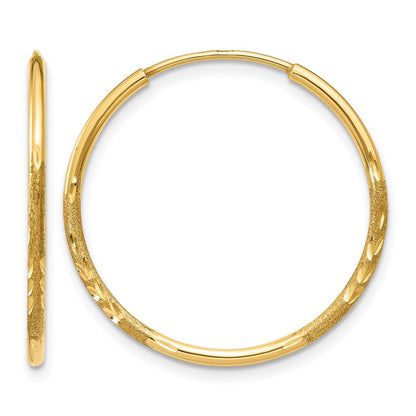 14K Gelbgold 1.0mm Diamantiert Endlos Creole Ohrring