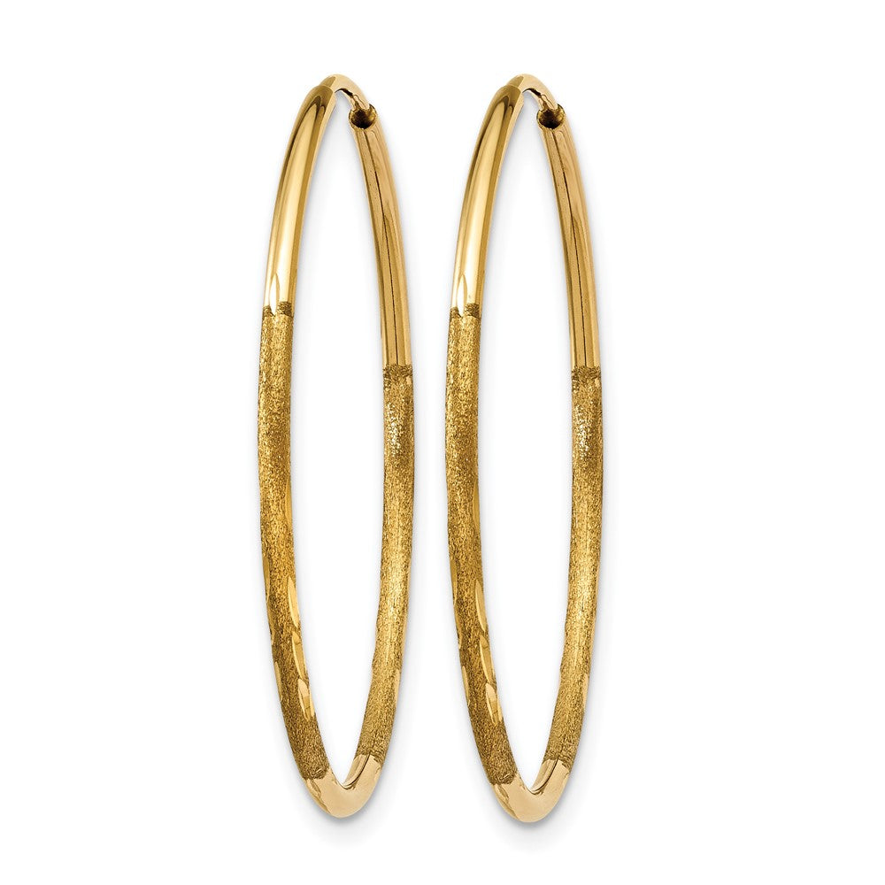 14K Gelbgold 1.0mm Diamantiert Endlos Creole Ohrring
