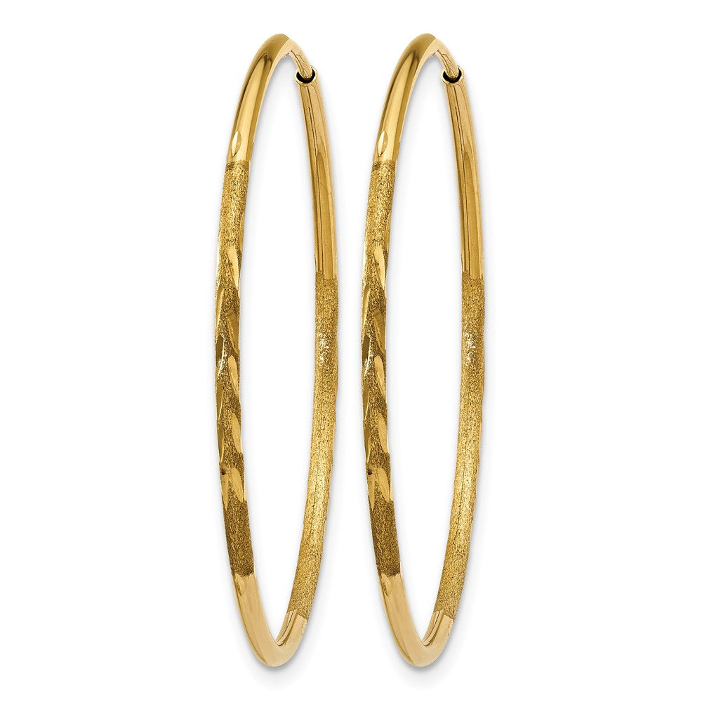 14K Gelbgold 1.0mm Diamantiert Endlos Creole Ohrring