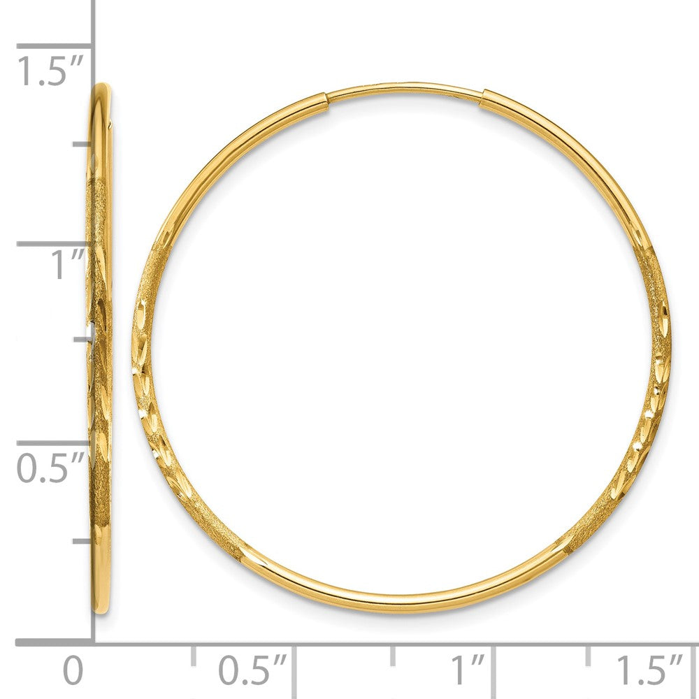 14K Gelbgold 1.0mm Diamantiert Endlos Creole Ohrring
