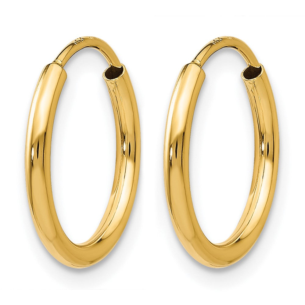 14K Gelbgold 1.2mm Poliert Rund Endlos Creolen