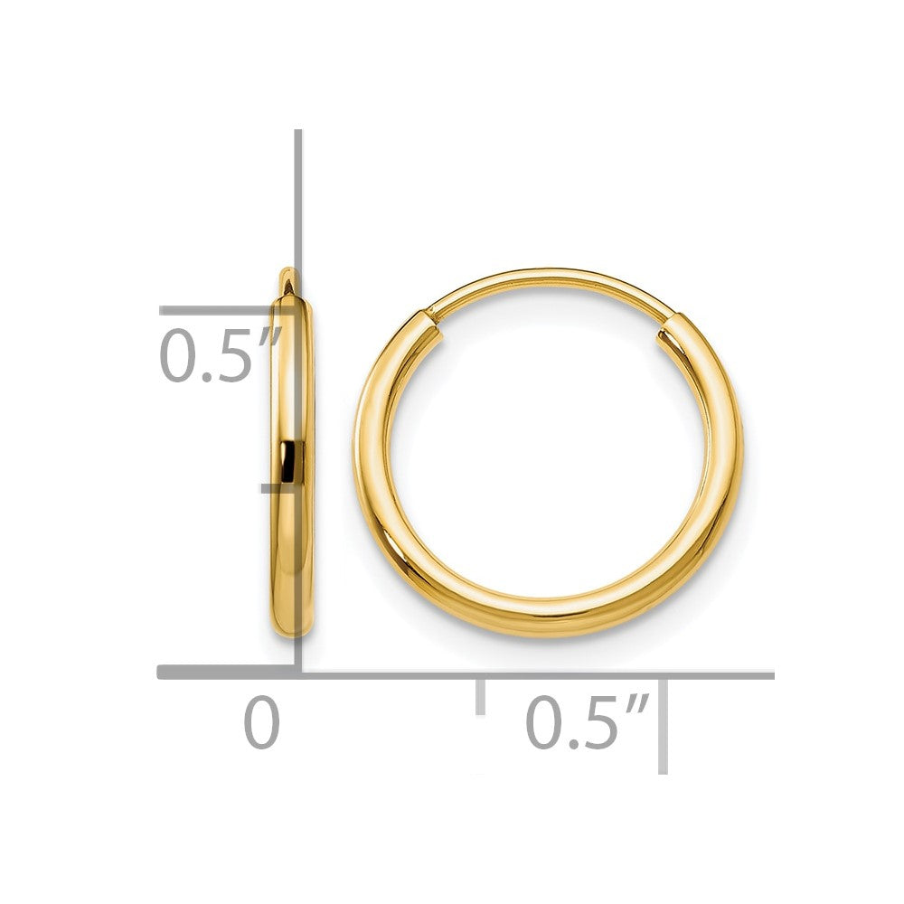 14K Gelbgold 1.2mm Poliert Rund Endlos Creolen