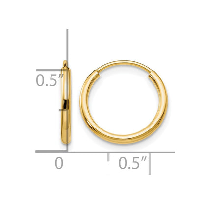 14K Gelbgold 1.2mm Poliert Rund Endlos Creolen