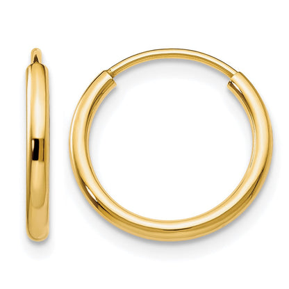 14K Gelbgold 1.2mm Poliert Rund Endlos Creolen