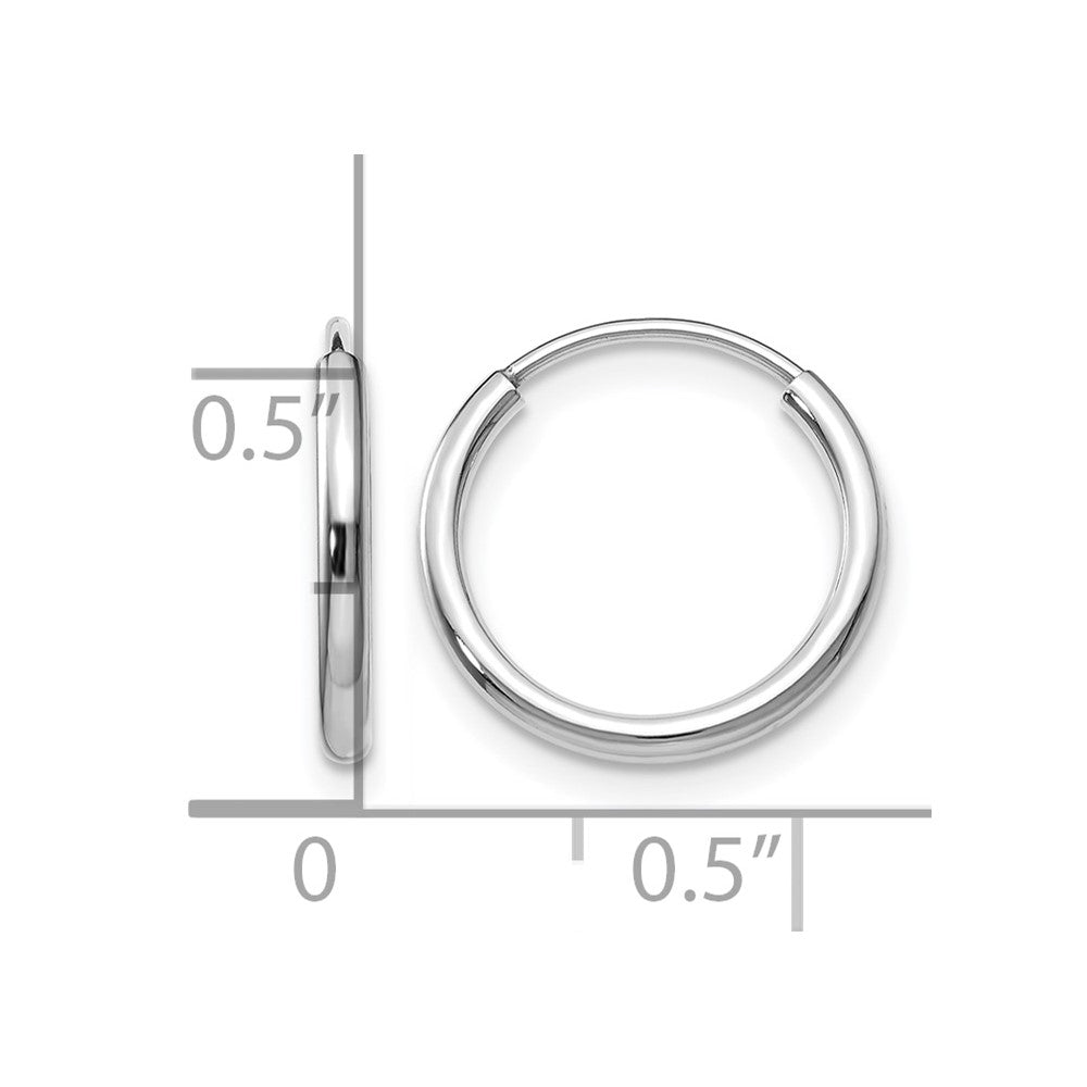 14K Weißgold 1.2mm Poliert Endlos Creolen
