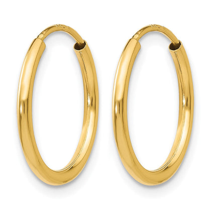 14K Gelbgold 1.2mm Poliert Rund Endlos Creolen