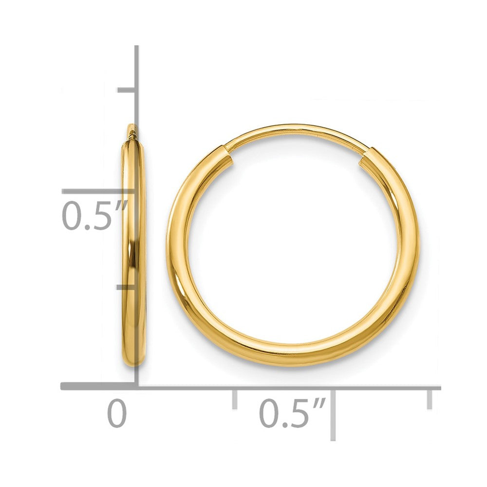 14K Gelbgold 1.2mm Poliert Rund Endlos Creolen
