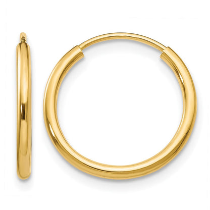 14K Gelbgold 1.2mm Poliert Rund Endlos Creolen