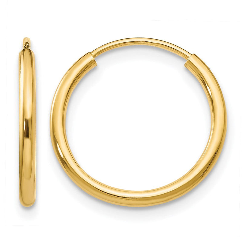 14K Gelbgold 1.2mm Poliert Rund Endlos Creolen