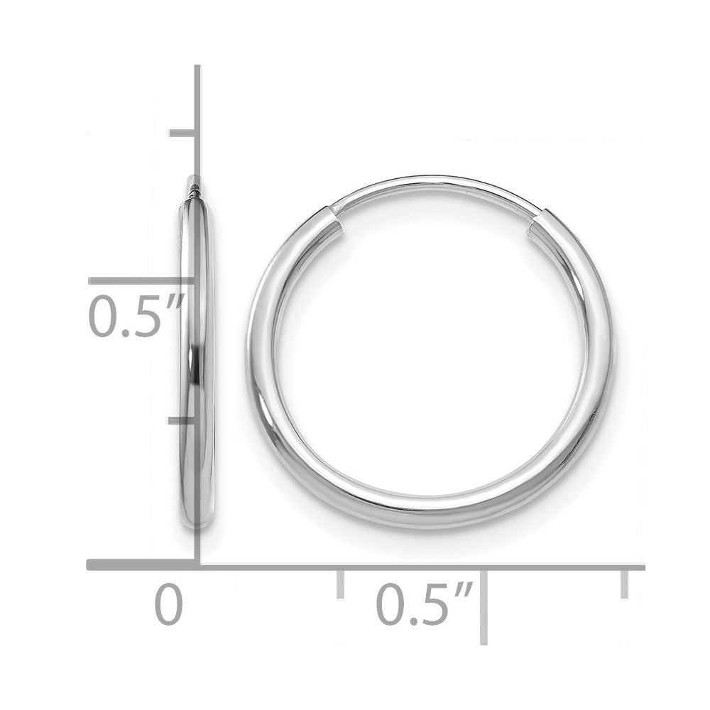 14K Weißgold 1.2mm Poliert Endlos Creolen