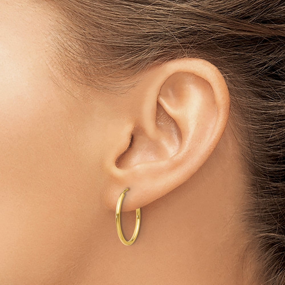14K Gelbgold 1.2mm Poliert Rund Endlos Creolen