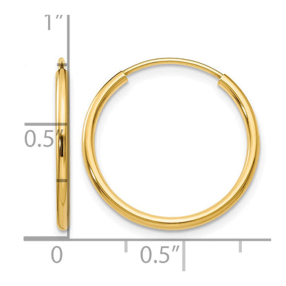 14K Gelbgold 1.2mm Poliert Rund Endlos Creolen