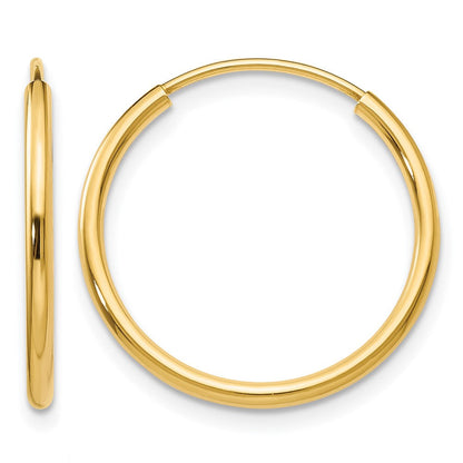 14K Gelbgold 1.2mm Poliert Rund Endlos Creolen