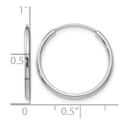 14K Weißgold 1.2mm Poliert Endlos Creolen