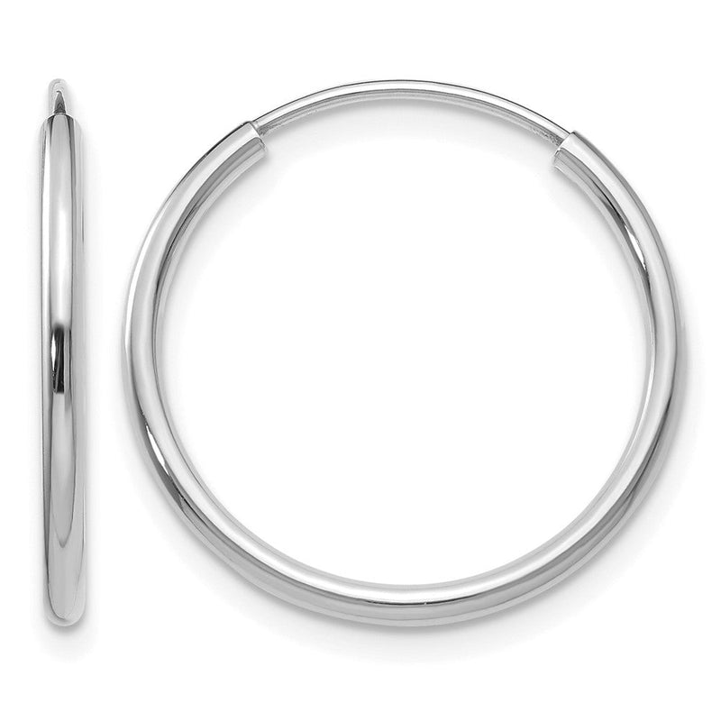 14K Weißgold 1.2mm Poliert Endlos Creolen