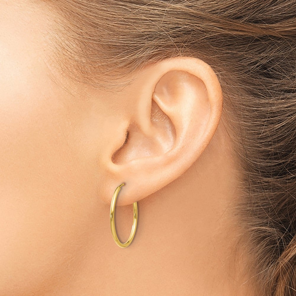 14K Gelbgold 1.2mm Poliert Rund Endlos Creolen