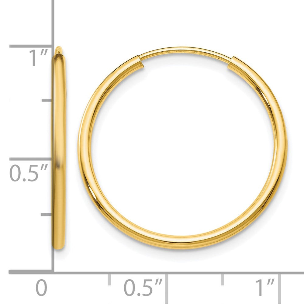 14K Gelbgold 1.2mm Poliert Rund Endlos Creolen