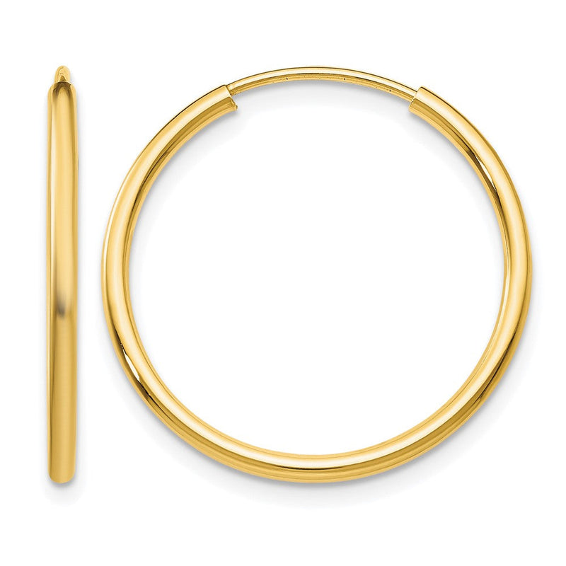 14K Gelbgold 1.2mm Poliert Rund Endlos Creolen