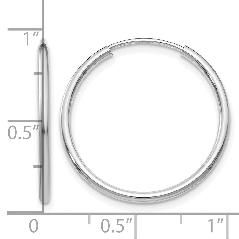 14K Weißgold 1.2mm Poliert Endlos Creolen