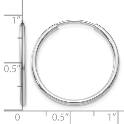 14K Weißgold 1.2mm Poliert Endlos Creolen