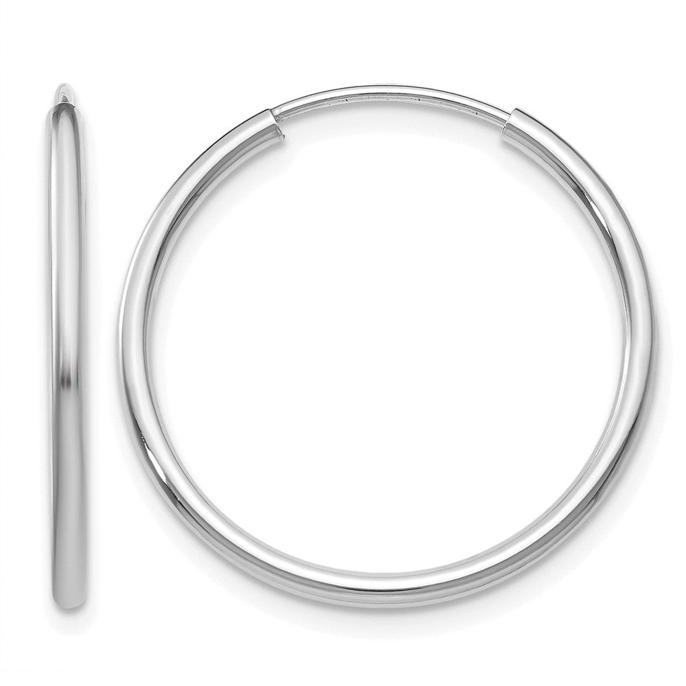 14K Weißgold 1.2mm Poliert Endlos Creolen