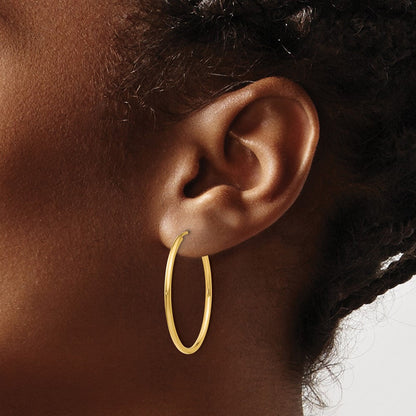 14K Gelbgold 1.2mm Poliert Rund Endlos Creolen