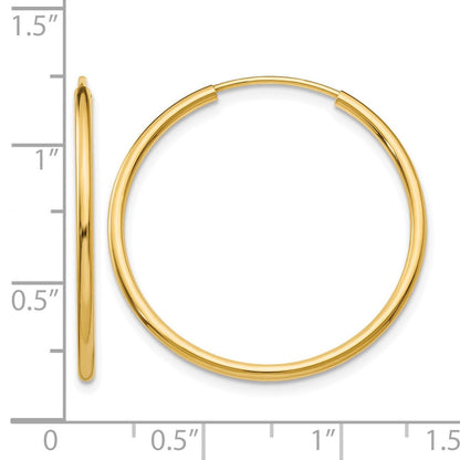 14K Gelbgold 1.2mm Poliert Rund Endlos Creolen