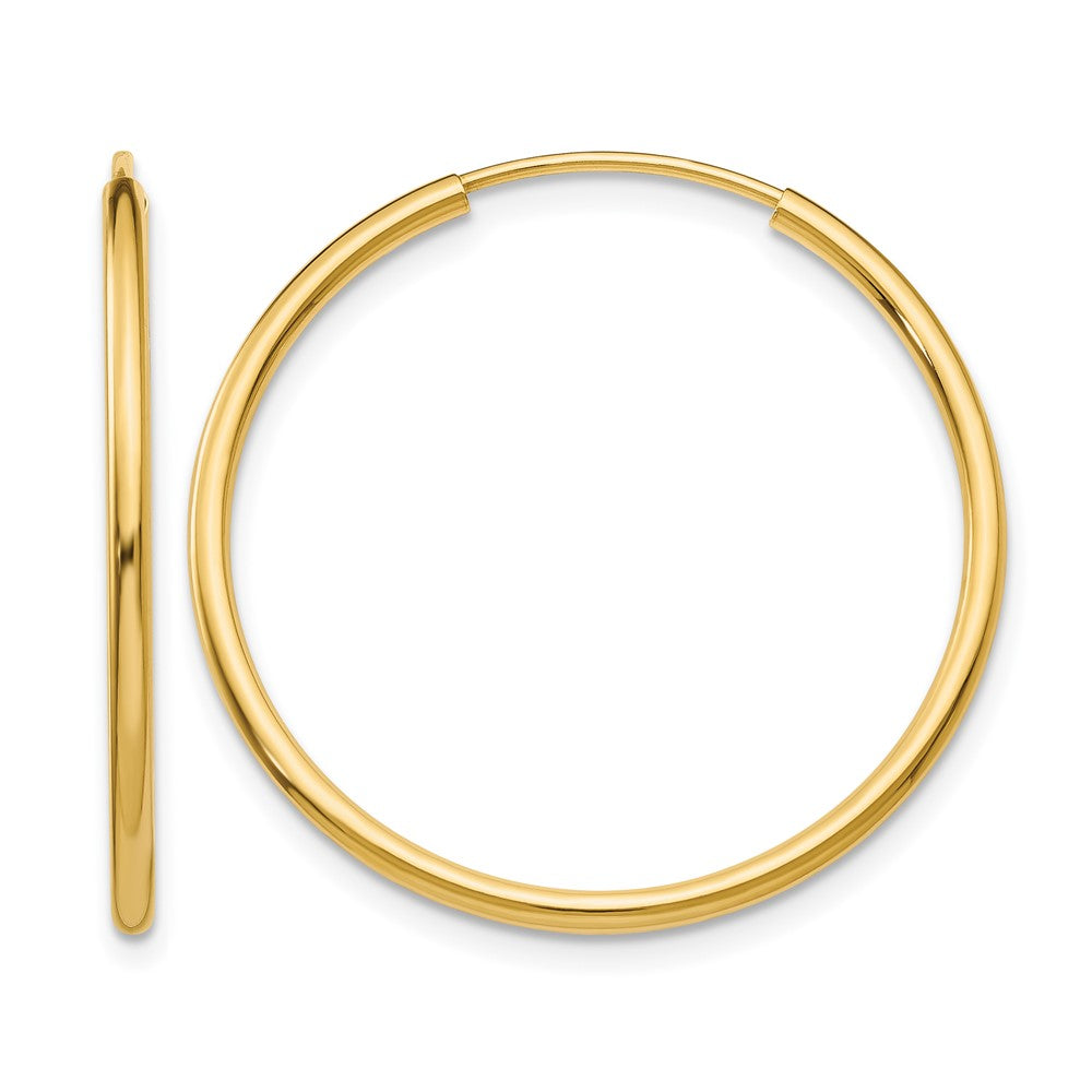 14K Gelbgold 1.2mm Poliert Rund Endlos Creolen
